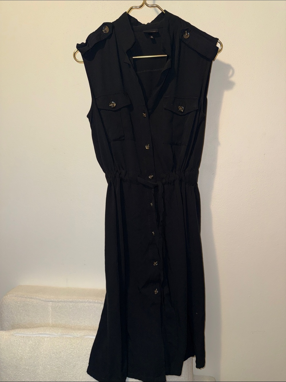 Who what wear Sleeveless Black Button-Front Shirt Dress